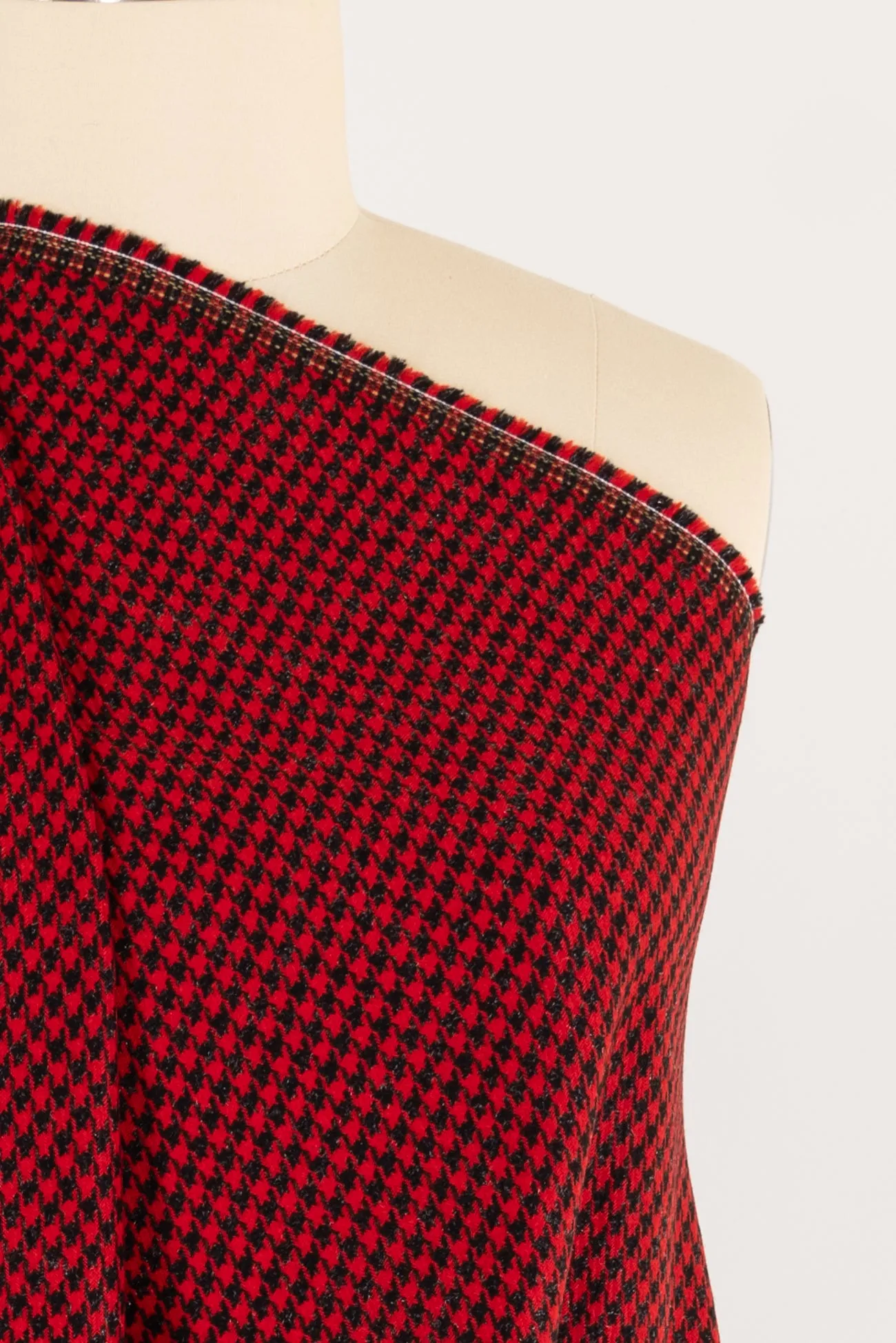 Red Houndstooth Italian Wool/Lurex Woven