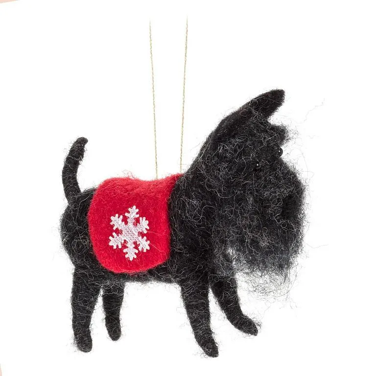 Schnauzer with Coat Felt Ornament