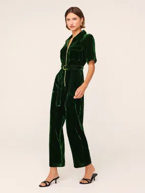 Serena Green Velvet Jumpsuit