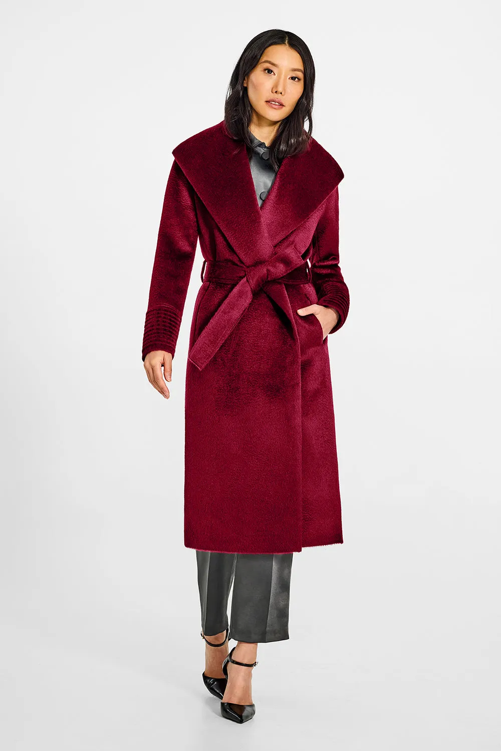 Suri Alpaca Long Shawl Collar Wrap Coat