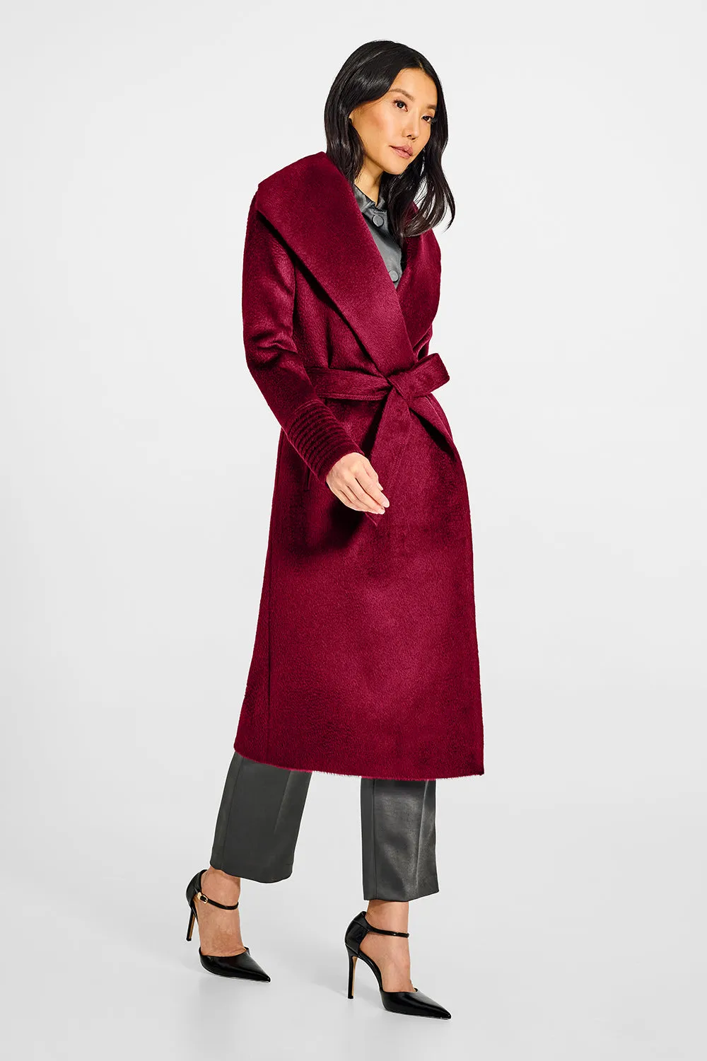 Suri Alpaca Long Shawl Collar Wrap Coat