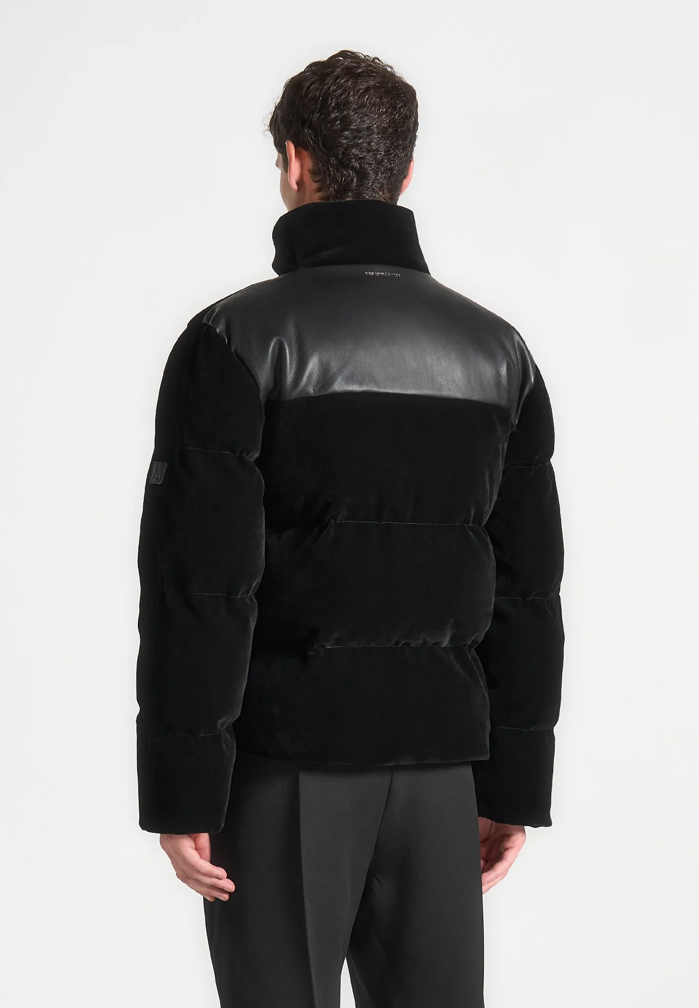 Velvet Puffer Jacket - Black