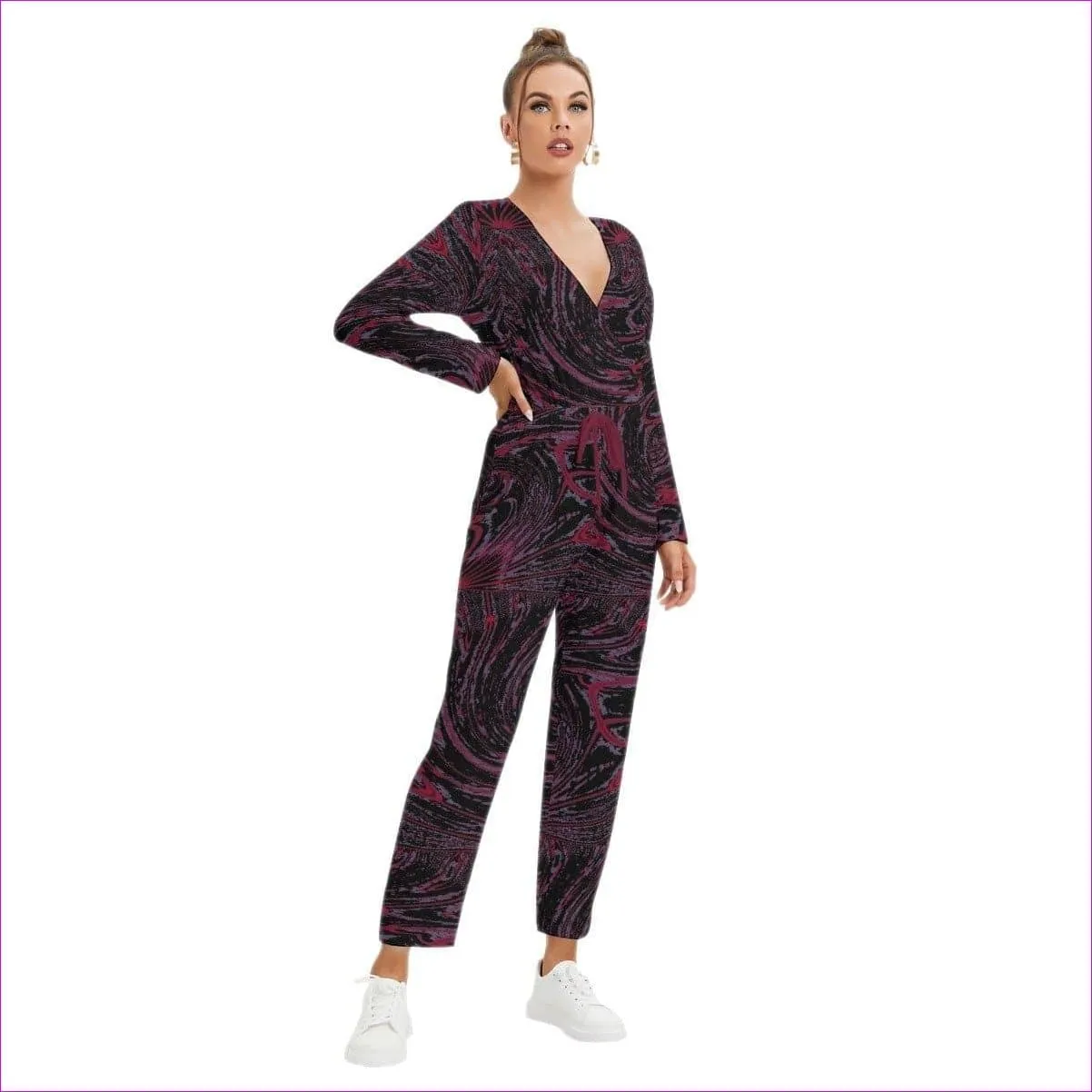 Velvet Women's V-neck High Waist Jumpsuit