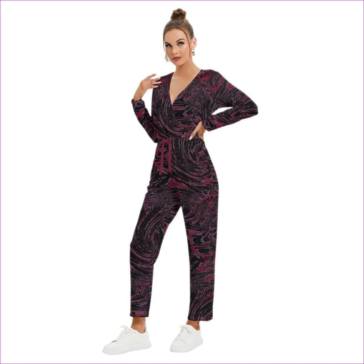 Velvet Women's V-neck High Waist Jumpsuit