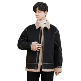 Veste en Suède et Coton pour Hommes - Cardigan Casual avec Capuche pour Couples