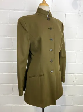 Vintage 1990s Norma Kamali Khaki Wool Jacket, Medium