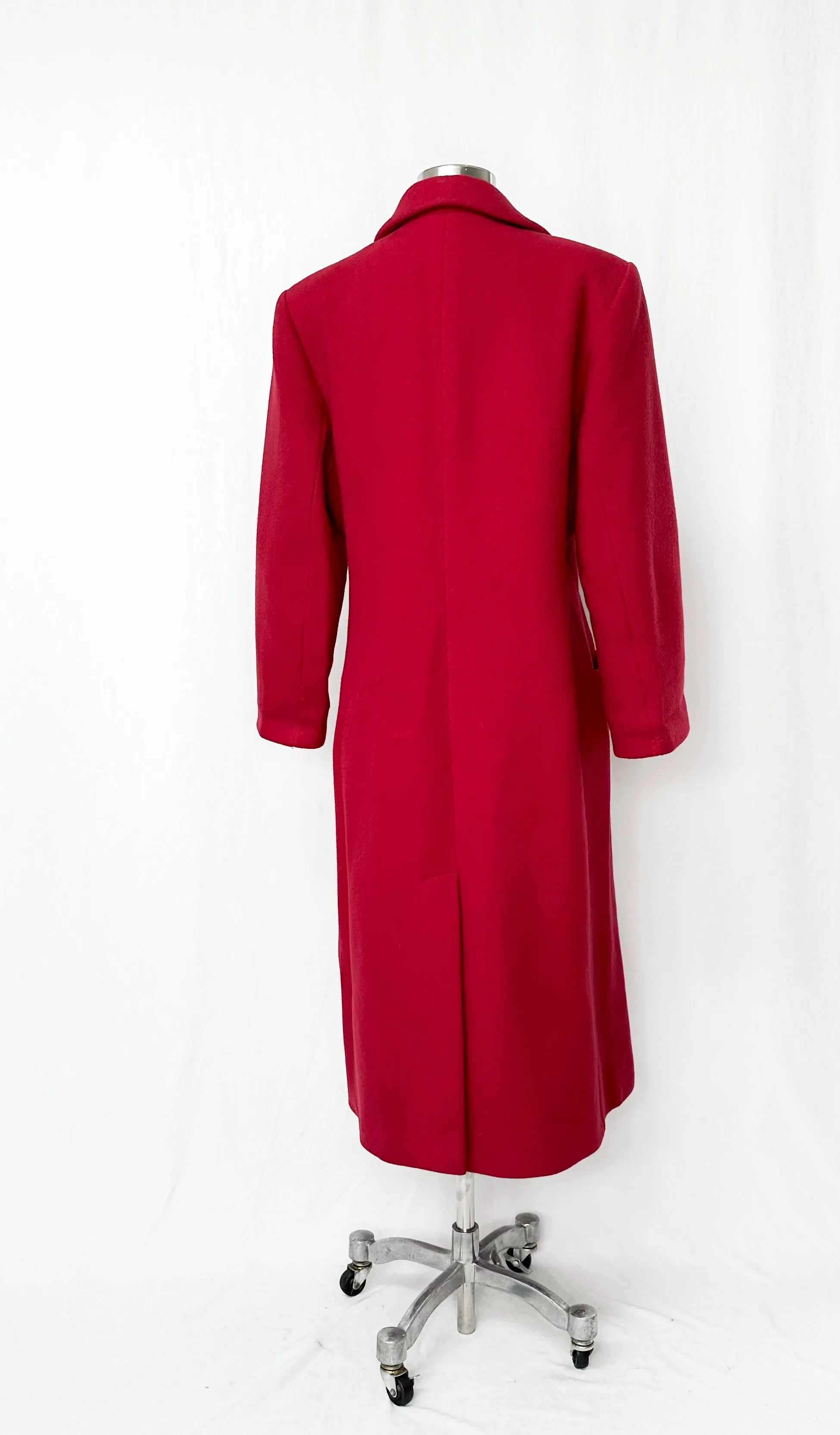 Vintage 70's Christian Dior Dark Red Wool Long Winter Coat