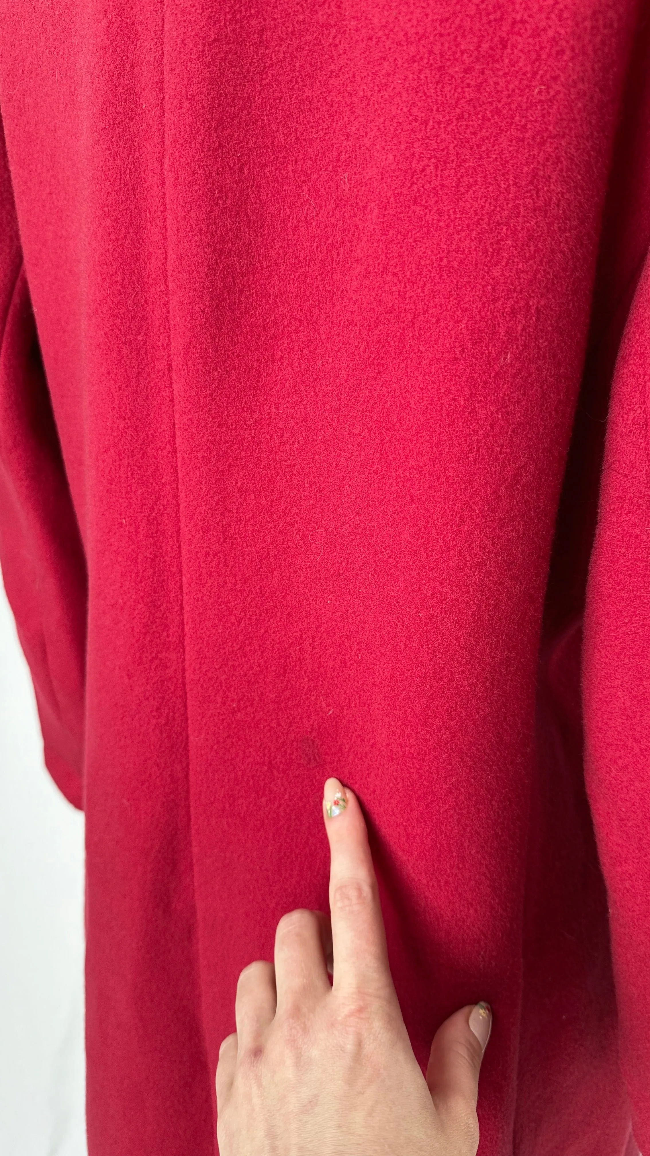 Vintage 70's Christian Dior Dark Red Wool Long Winter Coat