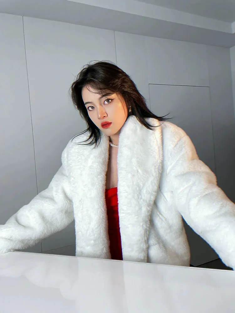 Wenkouban-Winter Outfits Christmas Navie Super Thick Fur Coat