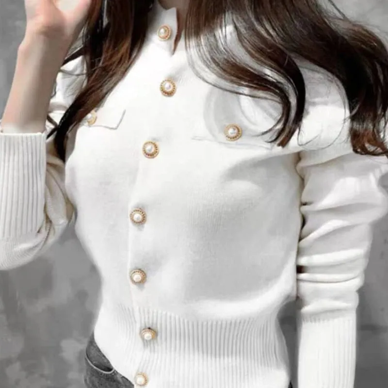 Women Cardigan Sweater Fashion Spring Knitted Long Sleeve Short Coat Chic Korean Slim Button Ladies Soft Tops