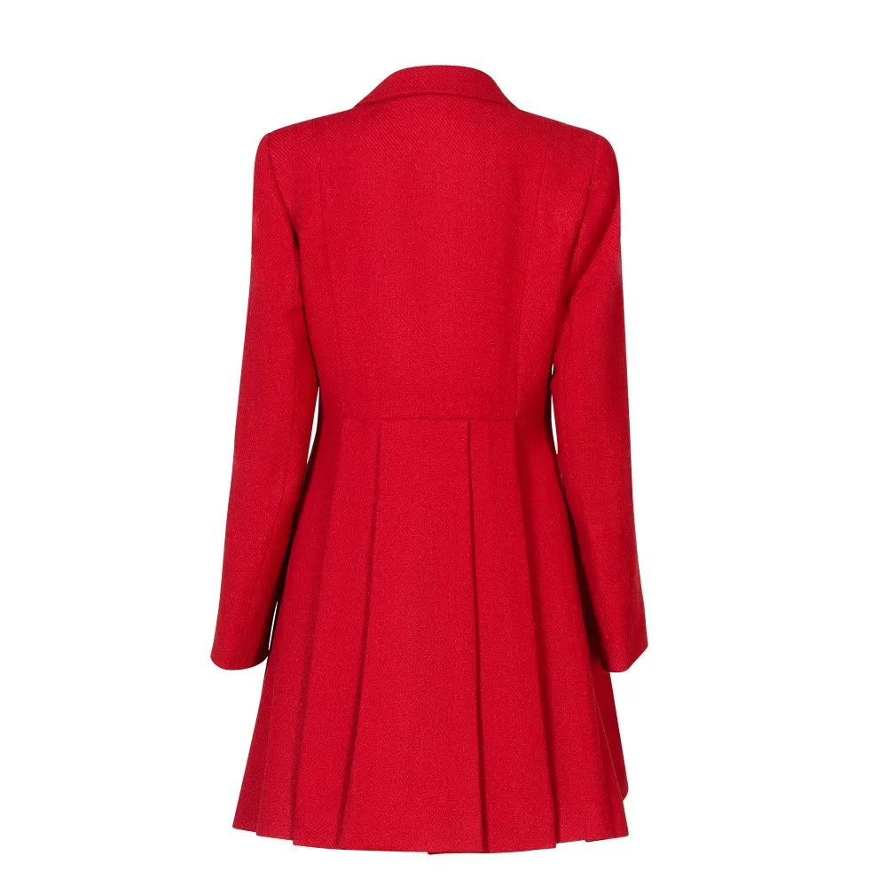 Women's Harris Tweed Coat - Zoe - Red Twill