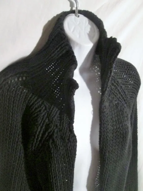 Womens J. CREW Cardigan Maxi Sweater Dress Robe Jacket Coat BLACK Knit M HEAVY!