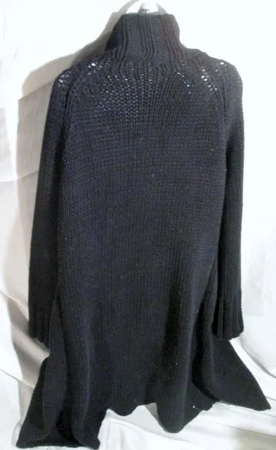 Womens J. CREW Cardigan Maxi Sweater Dress Robe Jacket Coat BLACK Knit M HEAVY!