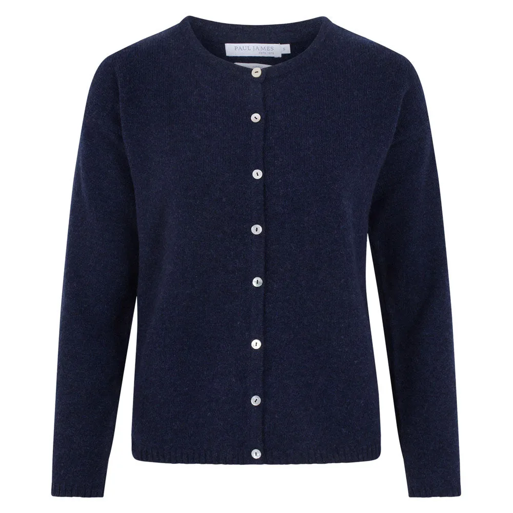 Womens Midweight Lambswool Crew Neck Cardigan