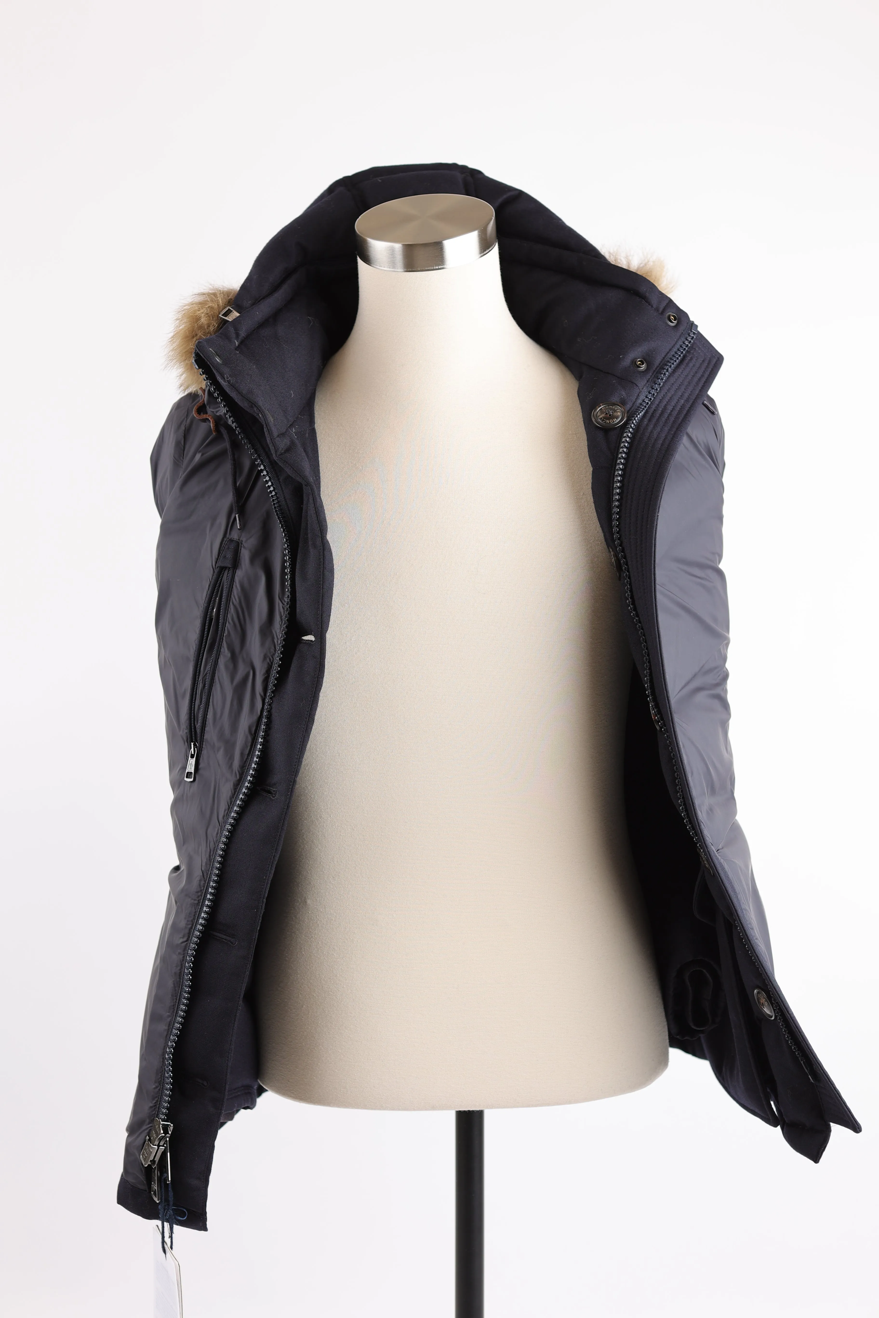 Wool Puffer Jacket W/ Fur Hood