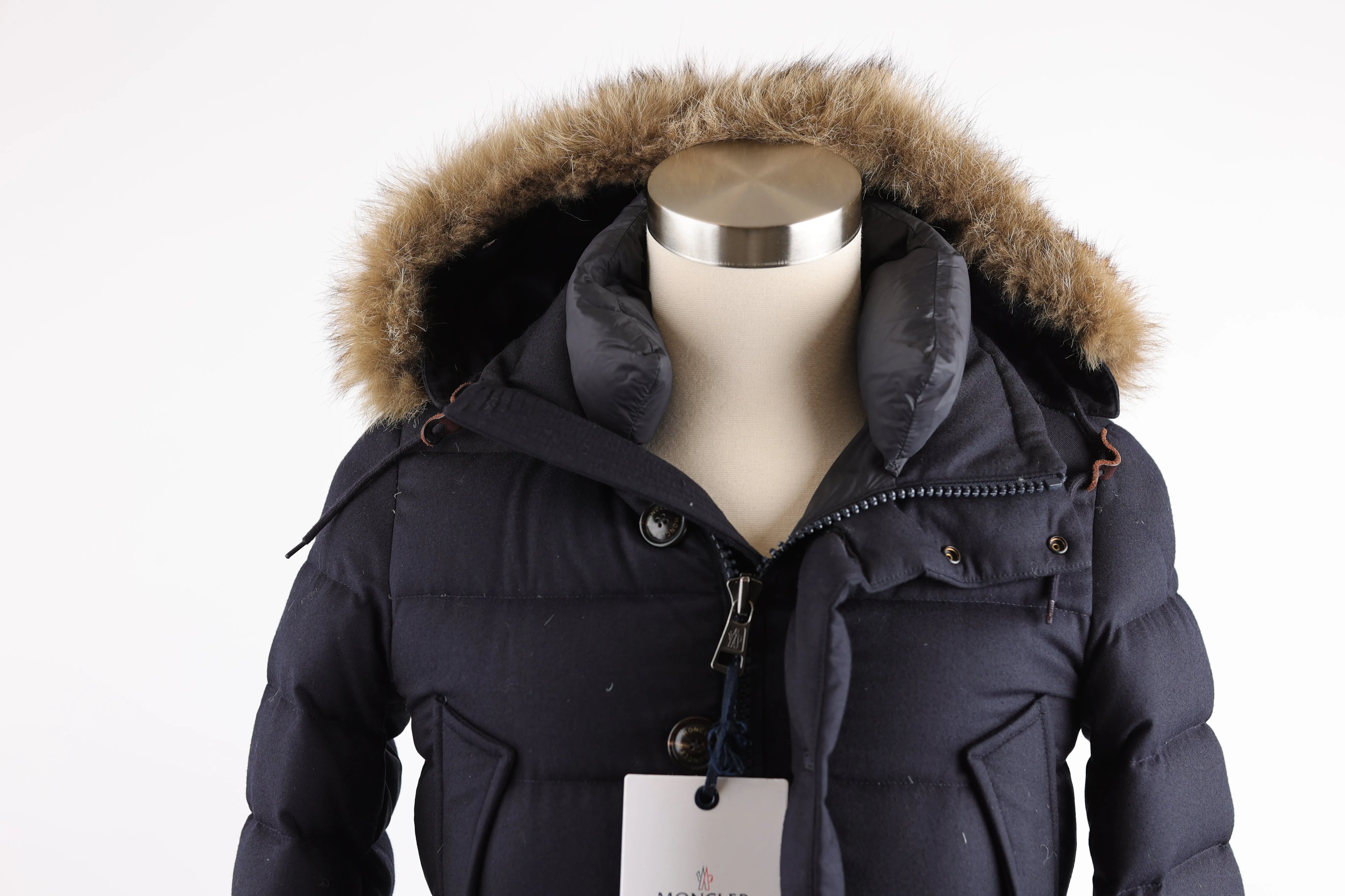 Wool Puffer Jacket W/ Fur Hood