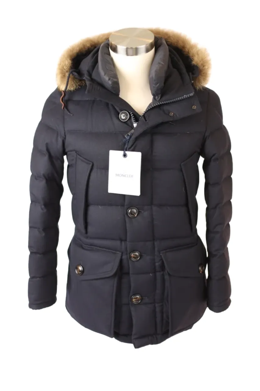 Wool Puffer Jacket W/ Fur Hood